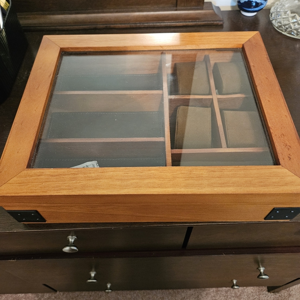 Wooden Watch Box with Glass Lid